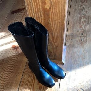 NWOB Patina Portland Black Leather Knee-High Riding  Boots 5.5